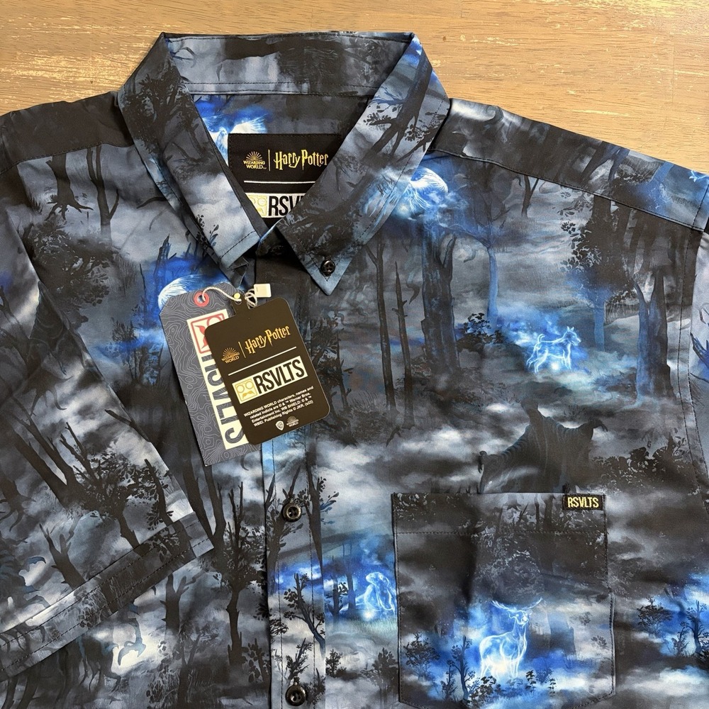 RSVLTS Men's XL Harry Potter Expecto Patronum Kunuflex Short Sleeve Shirt